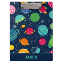 Kids Outer Space Rockets Planets Constellations Clipboard