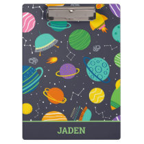 Kids Outer Space Rockets Planets Constellations Clipboard