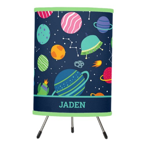 Kids Outer Space Rockets Planets Constellations Tripod Lamp