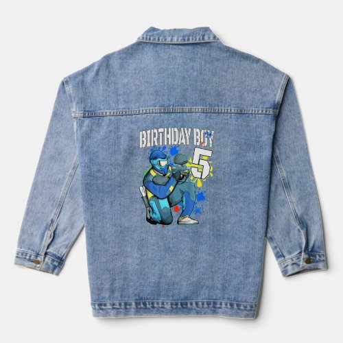 Kids Paintball Birthday Boy 5 Year Old Boys 5th Bi Denim Jacket