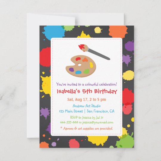 Kids Painting Splats Paint Party Invitations | Zazzle.com