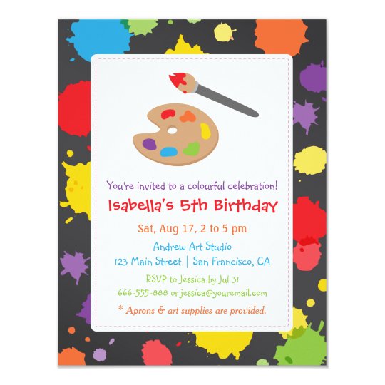 kids painting splats paint party invitations zazzle com