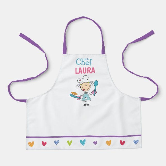 Kids Pancake Apron with Colorful Hearts (Front)