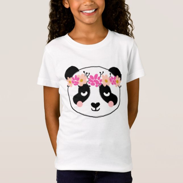 Kids Panda Shirt - little girls cute panda top (Front)