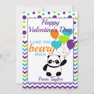 Kids Panda Valentine's Day Holiday Card