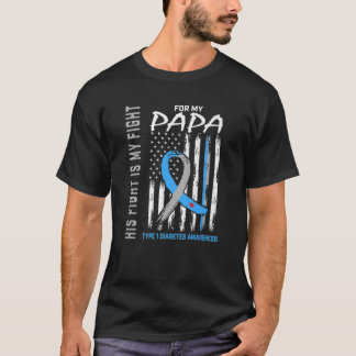 Kids Papa Type One Diabetes Awareness Ribbon Ameri T-Shirt
