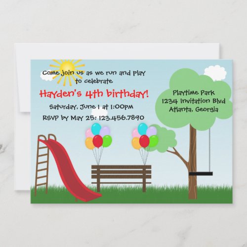 Kids Park Birthday Party Invitation