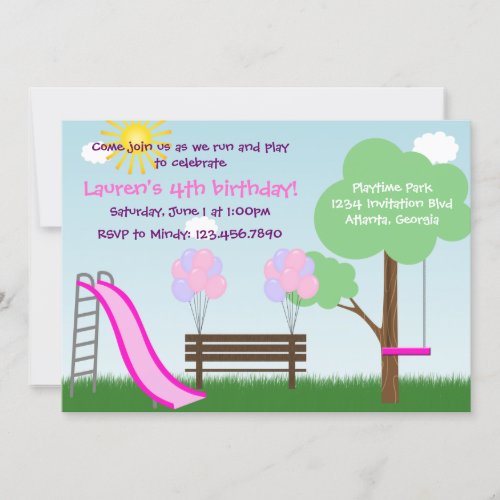 Kids Park Birthday Party Invitation