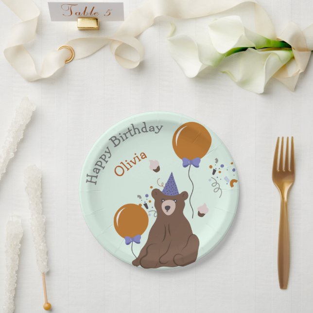 Kids Party Bear Birthday Paper Plates (Wedding)