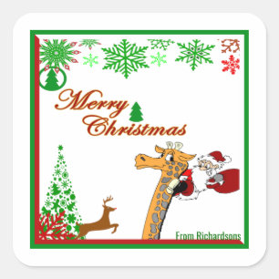 Kids Party Crafts Christmas Santa Square Sticker