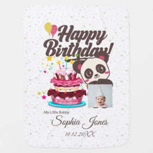 Kids Party - Custom Photo, Name, DOB Baby Blanket