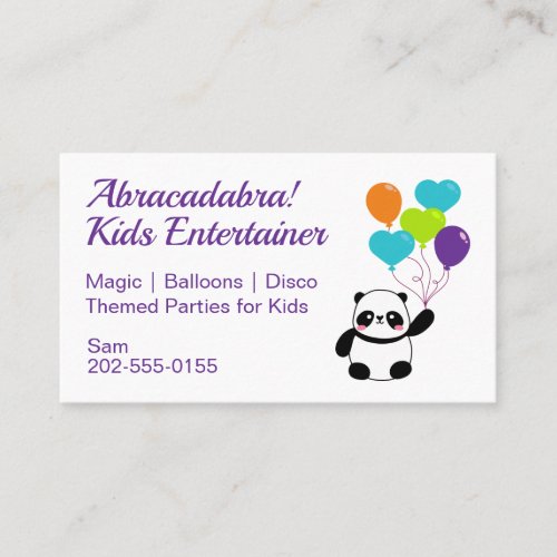 Kids Party Entertainer Business Card