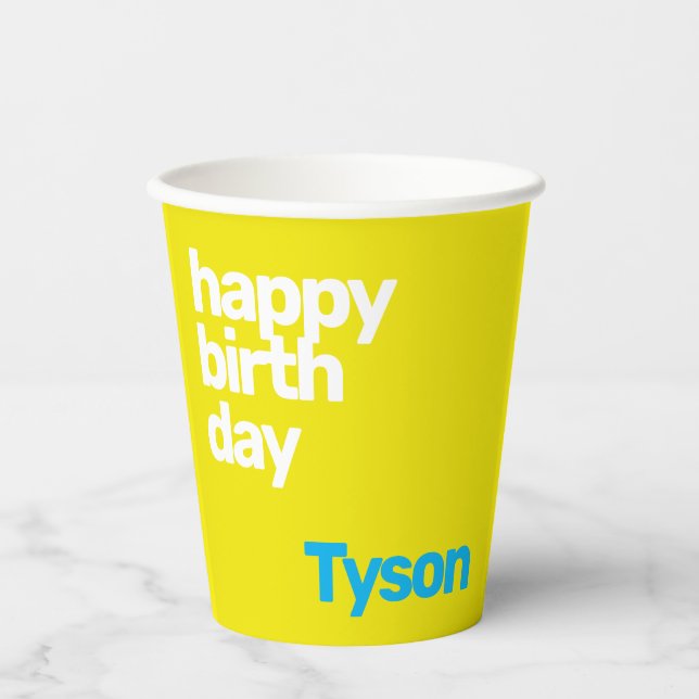kids party happy birthday minimal simple  paper cups (Front)