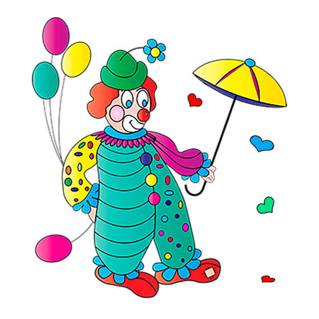 Kid's Party Invitation Fun Clown Balloons Umbrella
