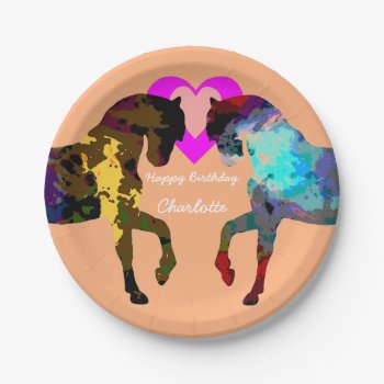 Kids Party Plates Horses Personalized by MysticDesigns at Zazzle