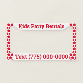 Kids Party Rentals License Plate Frame