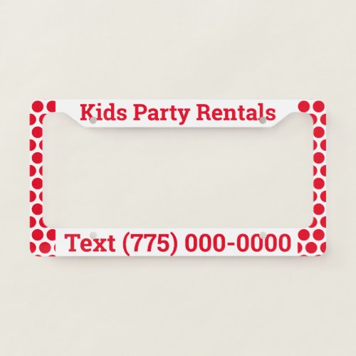 Kids Party Rentals License Plate Frame