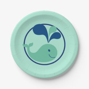 Kid's Party Spouting Whale Cartoon Paper Plates