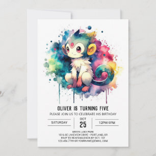 Kids Pastel Monkey Birthday Invitation