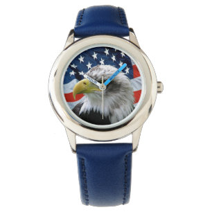 Kids Patriotic Bald Eagle American Flag Watch