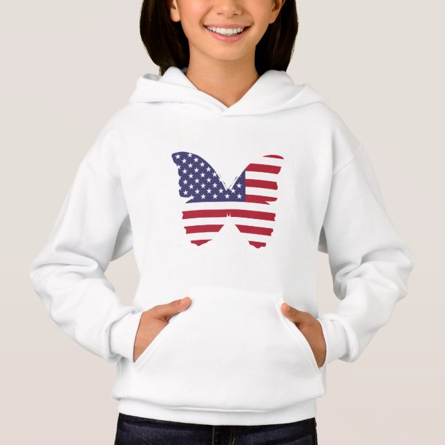 Kids Patriotic Hoodie-Butterfly Hoodie (Front)