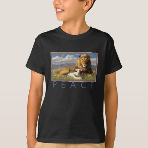 Kids  Peace Lion and Lamb T shirt black