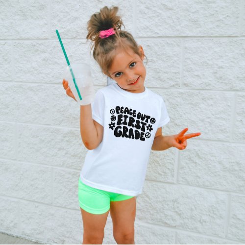 Kids Peace Out First Grade T_Shirt in Black