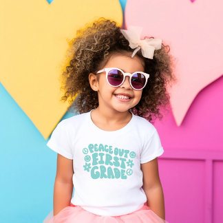 Kids Peace Out First Grade T-Shirt in Teal