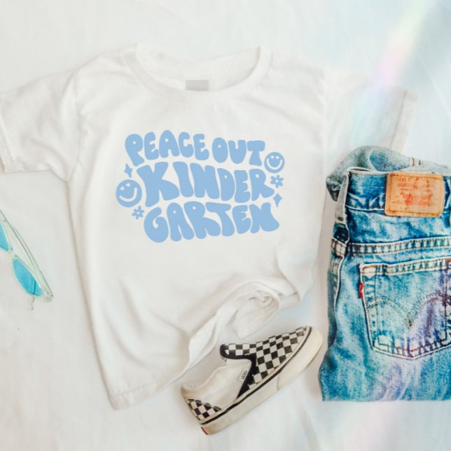 Kids Peace Out Kindergarten T-shirt in Blue (Creator Uploaded)