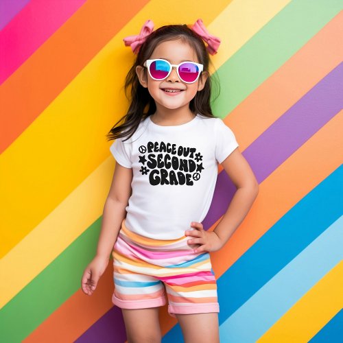 Kids Peace Out Second Grade T_Shirt in Black