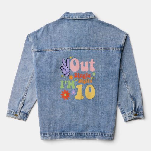Kids Peace Out Single Digits Im 10 Year Old  10th Denim Jacket