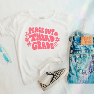 Kids Peace Out Third Grade T-Shirt in Pink