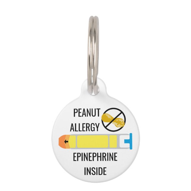 Kids Peanut Allergy Epinephrine Inside Emergency Pet ID Tag (Front)