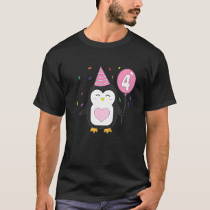 Kids Penguin Balloon 4th Birthday Party Cake Wild T-Shirt