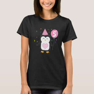 Kids Penguin Balloon 5th Birthday Party Cake Wild T-Shirt