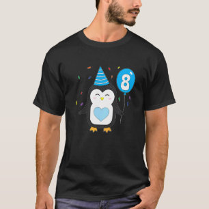 Kids Penguin Balloon 8th Birthday Party Cake Wild  T-Shirt