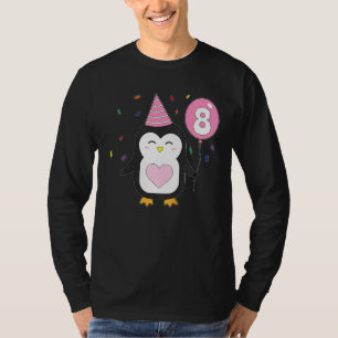 Kids Penguin Balloon 8th Birthday Party Cake Wild  T-Shirt
