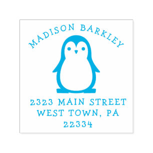 Kids Penguin Cute Return Address Stamp