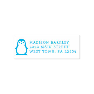 Kids Penguin Cute Return Address Stamp