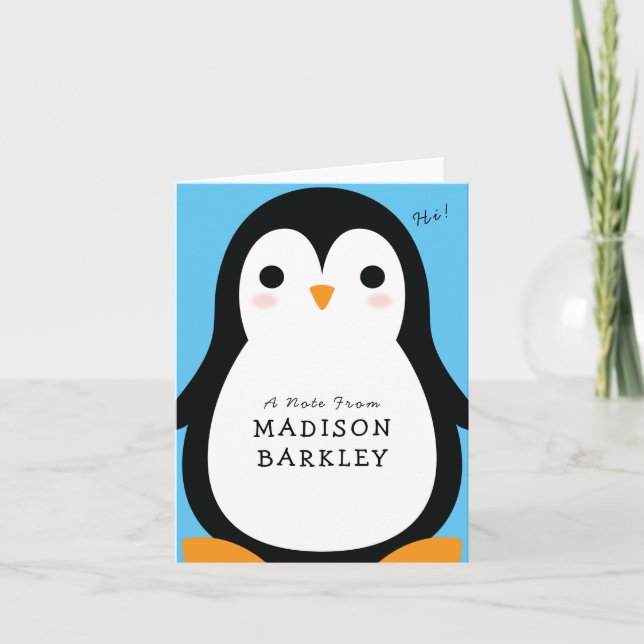 Kids Penguin Cute Stationary Cards (Front)