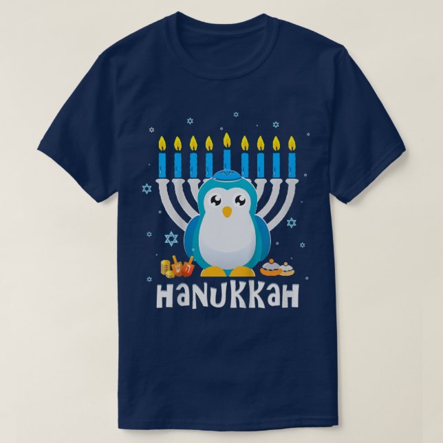 Kids Penguin Hanukkah Pajamas for Boys Hanukkah H T-Shirt (Design Front)
