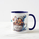Kids Person Cocoa  Mug<br><div class="desc">A Cute Personalize Combo Blue Mug With Gingerbread Cookie In Hot Cocoa</div>