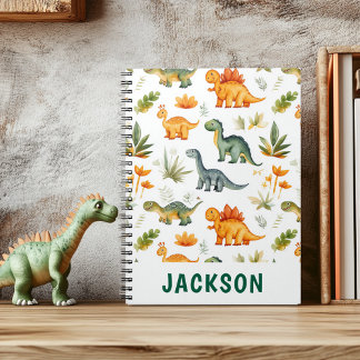 Kids Personalised Cute Dinosaur Notebook