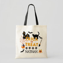 Kids Personalised Halloween Trick or Treat Tote Bag