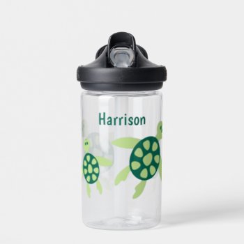 Kids Personalised Swimming Turtles Water Bottle by DippyDoodle at Zazzle