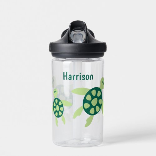 Kids Personalised Swimming Turtles Water Bottle