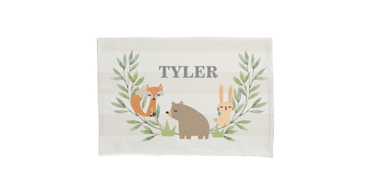 Kids Personalised Woodland Pillowcase Zazzle
