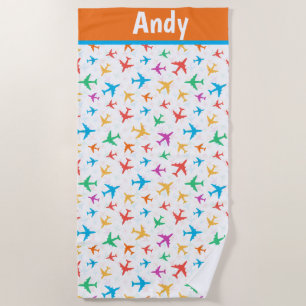 Kids Personalize Airplanes  Beach Towel