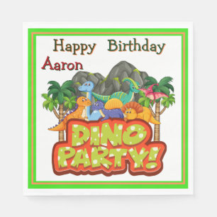 Kids Personalize Dino Birthday Napkins