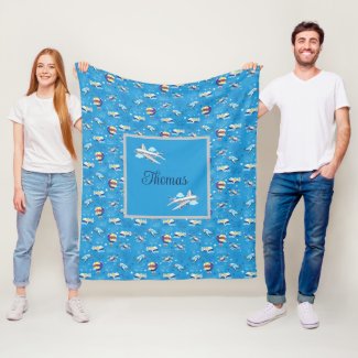 Kids Personalize Up Up And Away Fleece Blanket